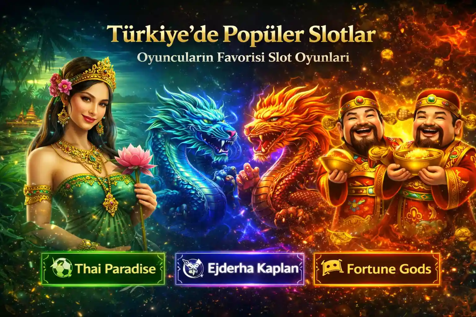 Thai Paradise, Ejderha Kaplan ve Fortune Gods gibi Türkiye'nin en sevilen slot oyunları